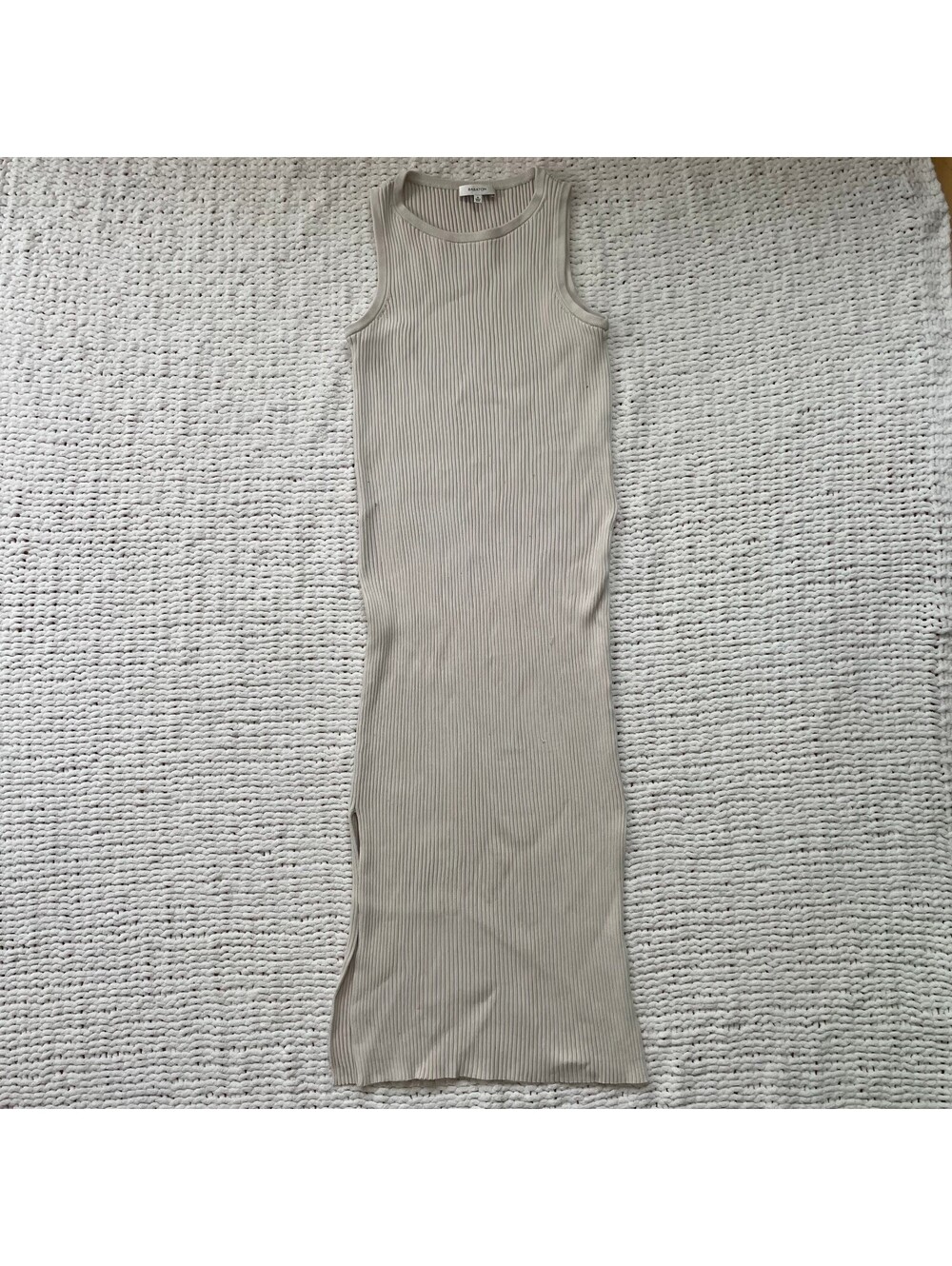 Aritzia Women's Babaton Cream Ribbed Midi Dress - Size Medium
